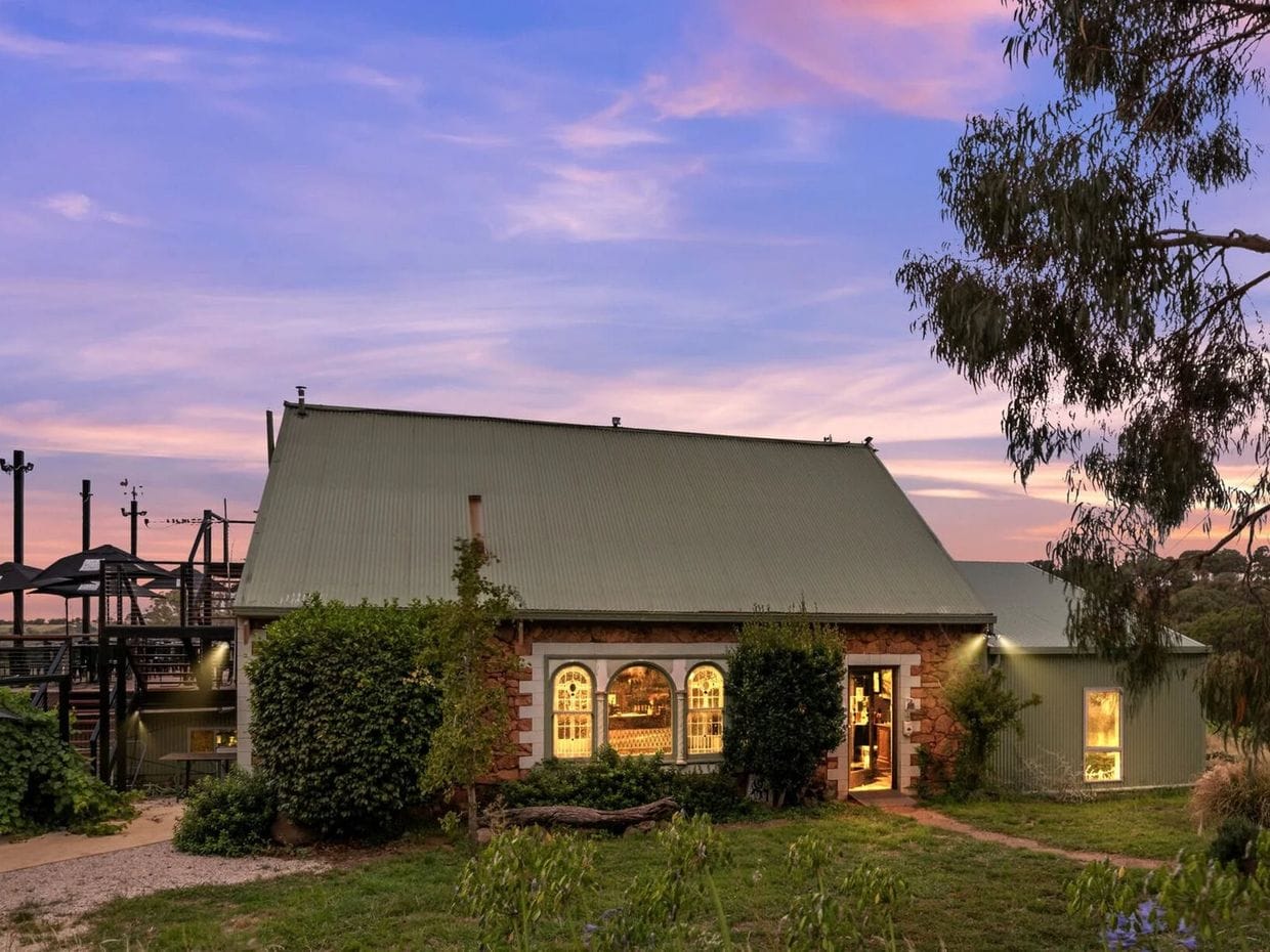 Cargo Road Wines' cellar door at dusk